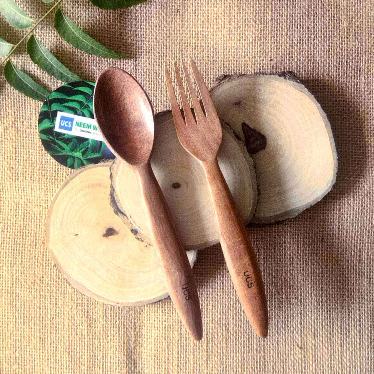 Neem Wood Spoon & Fork Set UCS1126